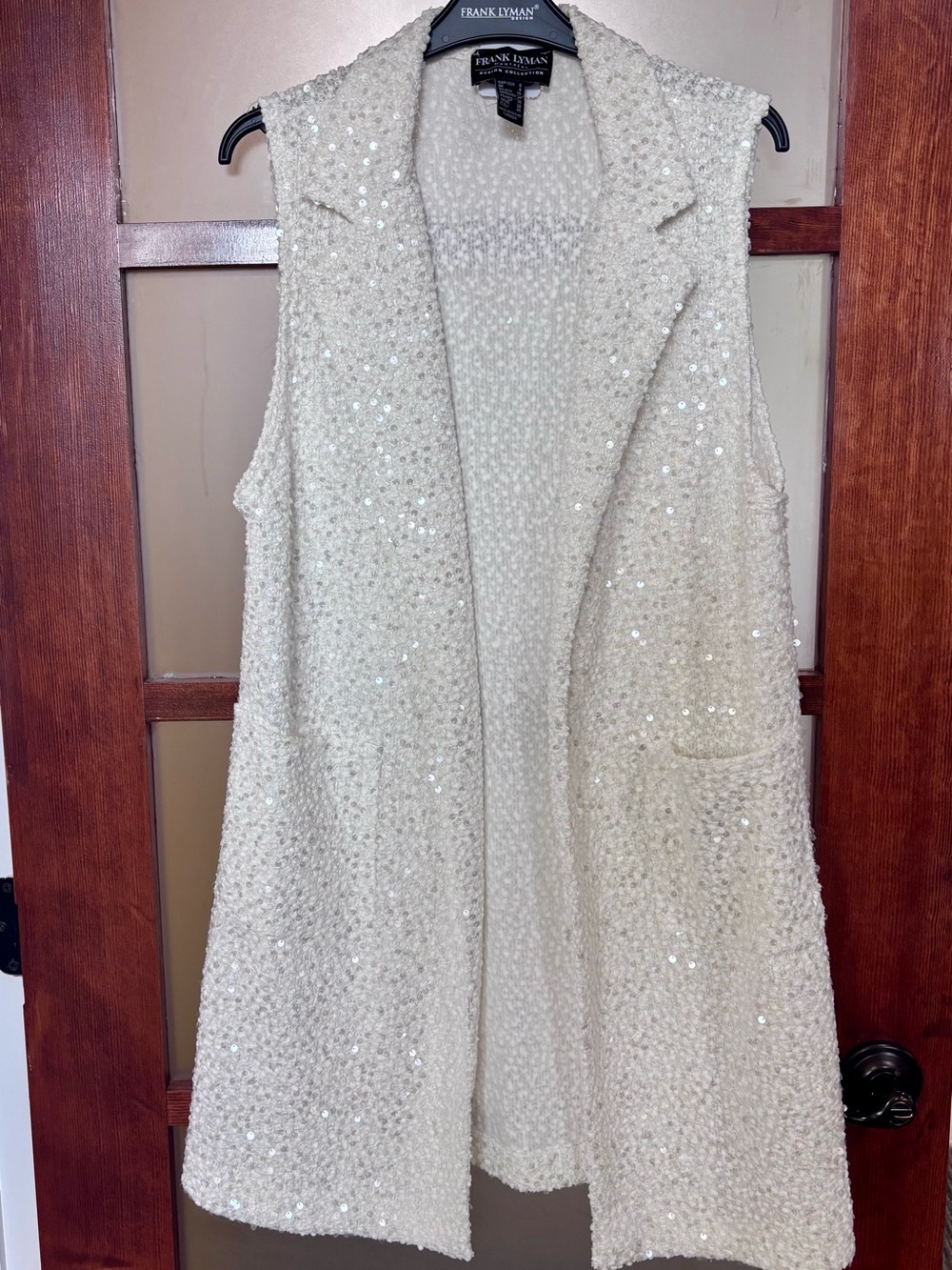 Frank Lyman Sequin Bouclé Long Vest
